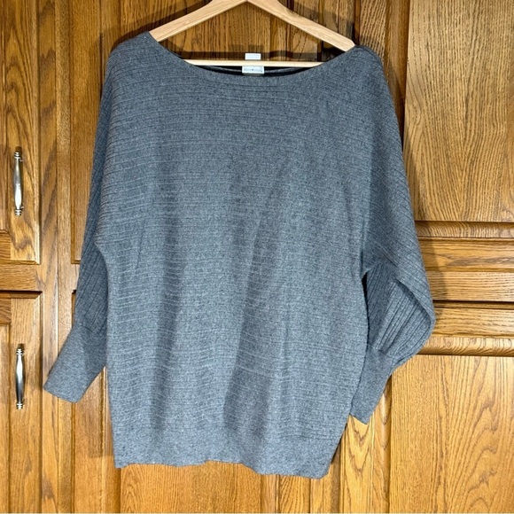Chico's Sweaters - Chico's Charcoal Wide Neck Ribbed Dolman Sleeve Sweater Sz L (Chico’s 2)